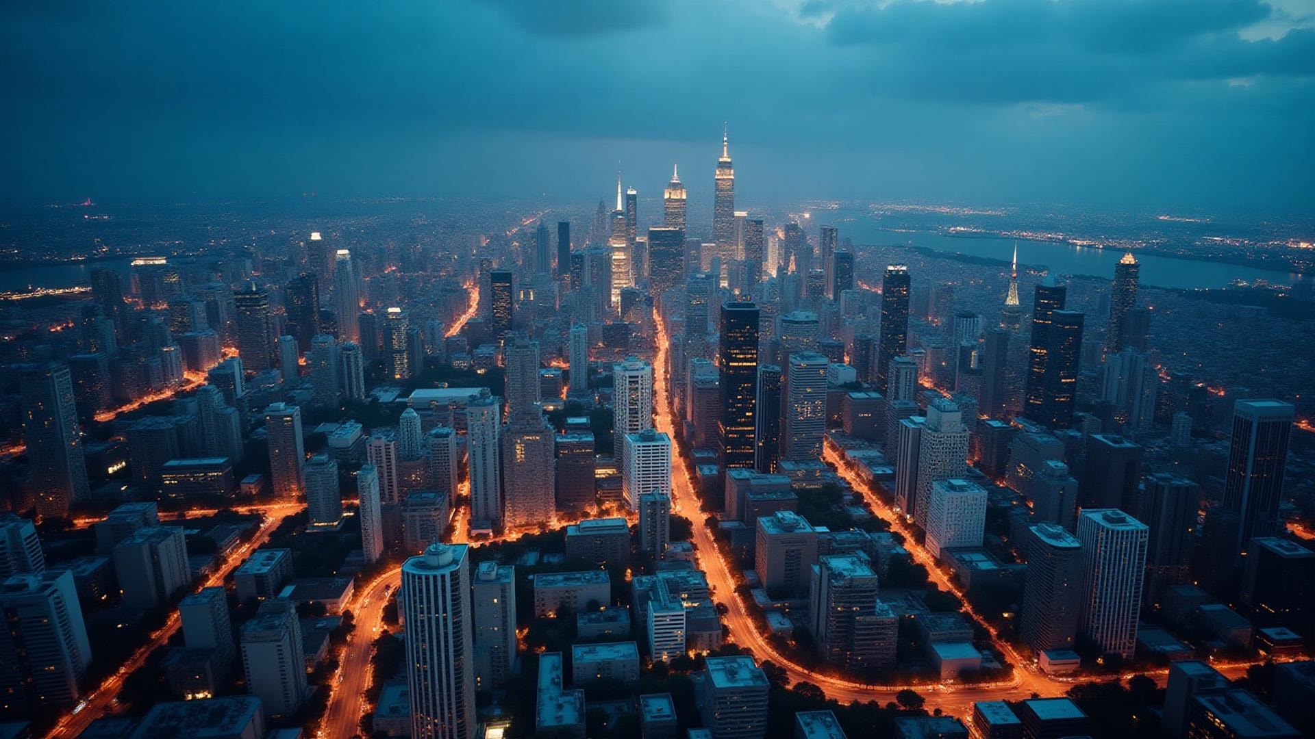 Modern city skyline representing property management